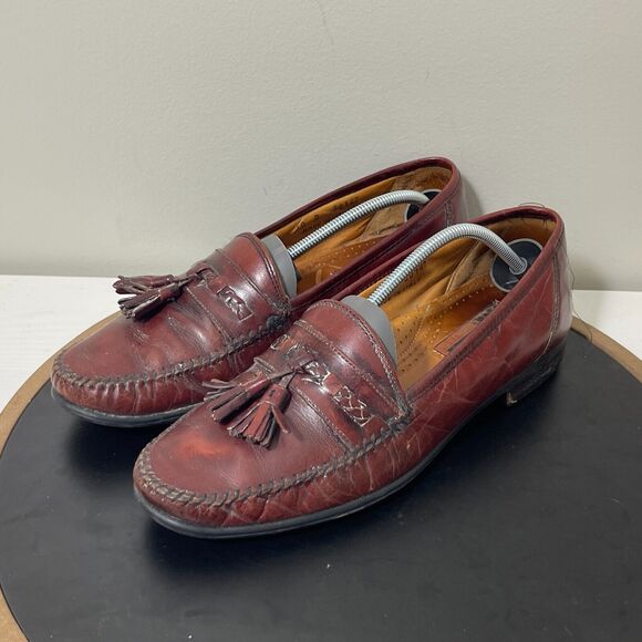 Florsheim Mens Tassel Loafers Burgundy Leather Made in Italy 10 D Dress Shoe main image 13
